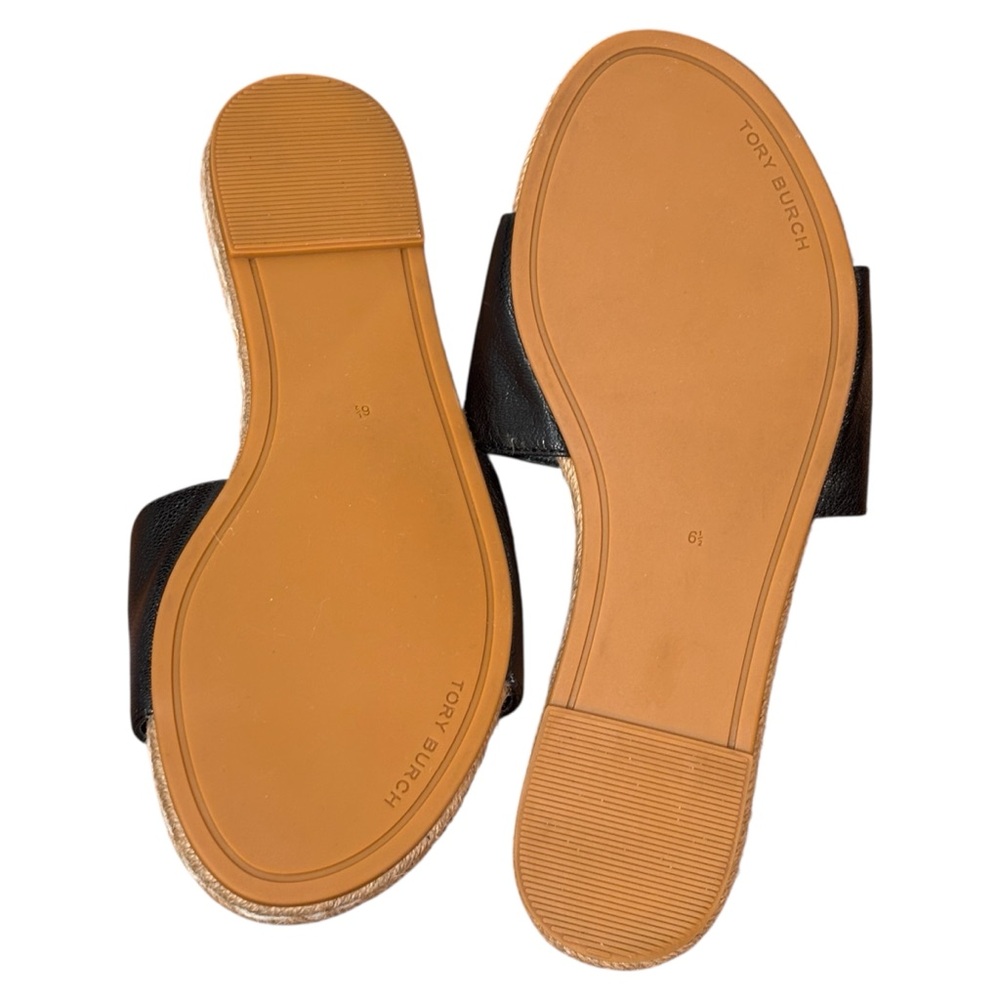 Tory Burch Everly Leather Espadrille Black Slides Sandals Women's Size 6.5 NWOB - Picture 8 of 9